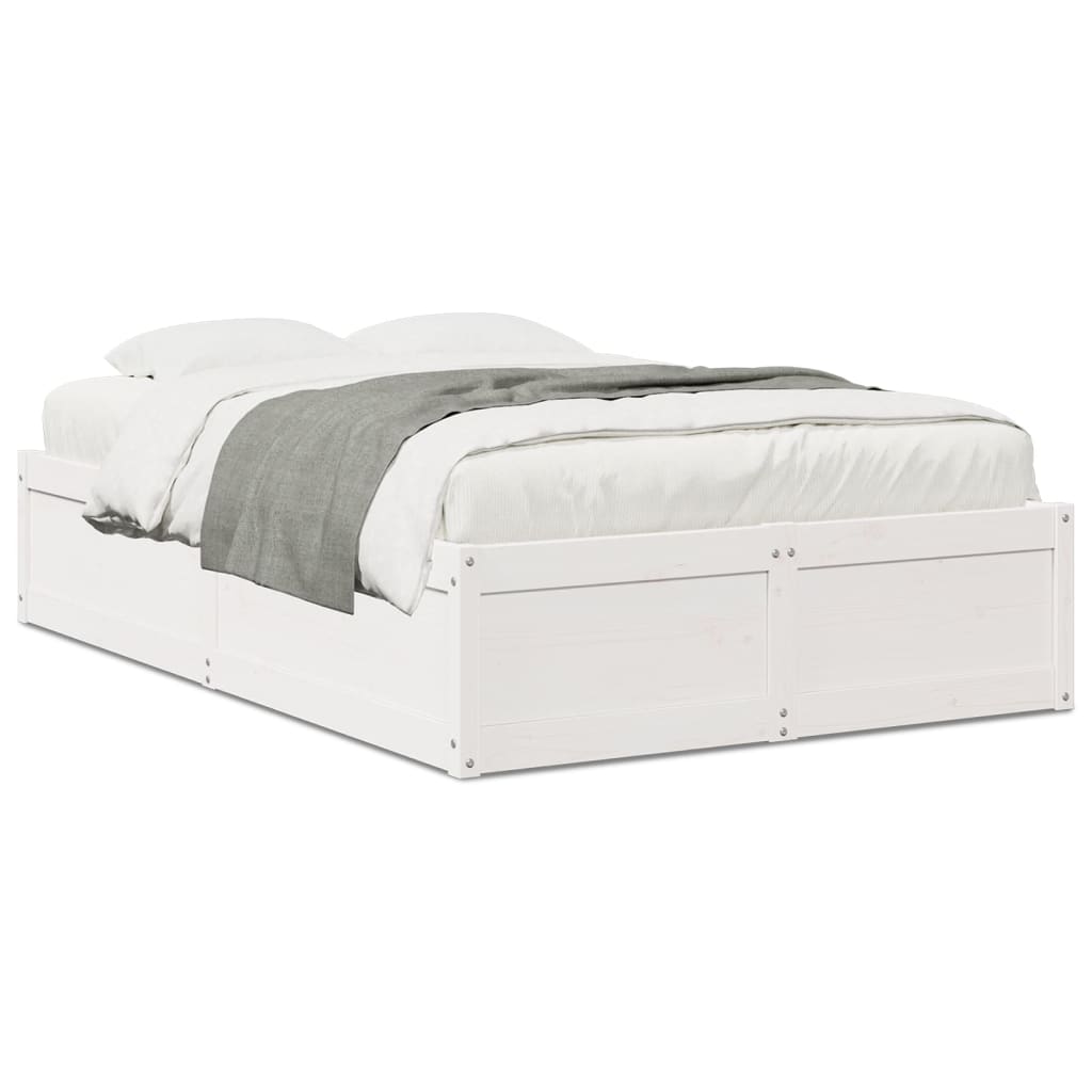 Bed Frame without Mattress White 120x200 cm Solid Wood Pine