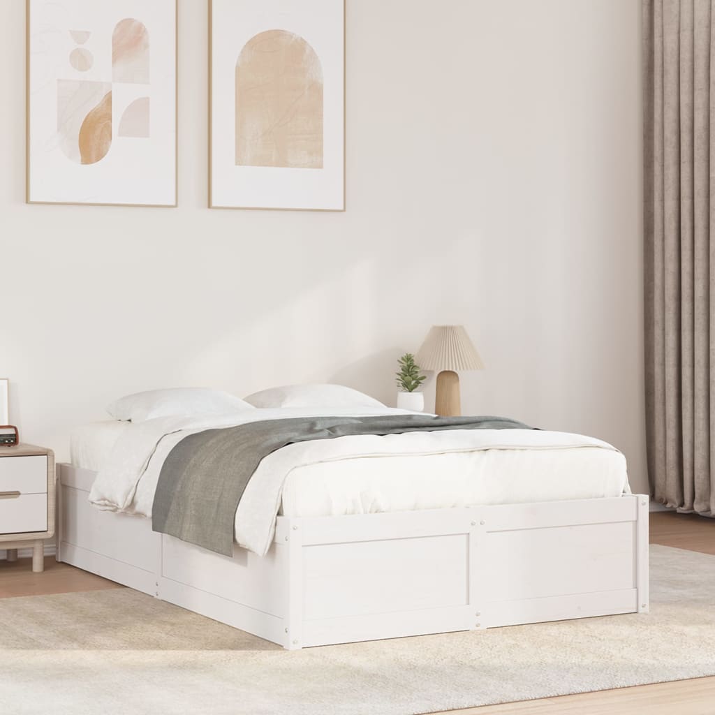 Bed Frame without Mattress White 120x200 cm Solid Wood Pine