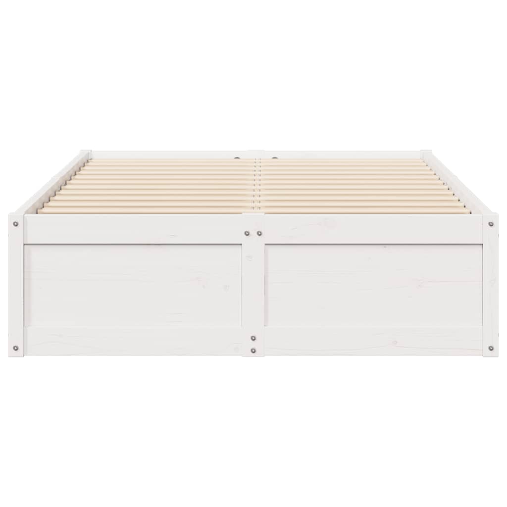 Bed Frame without Mattress White 135x190 cm Double Solid Wood Pine