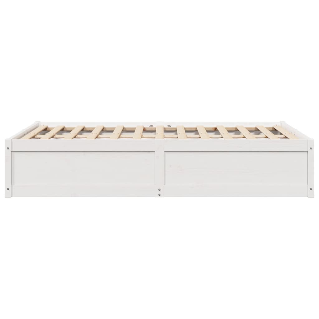Bed Frame without Mattress White 135x190 cm Double Solid Wood Pine
