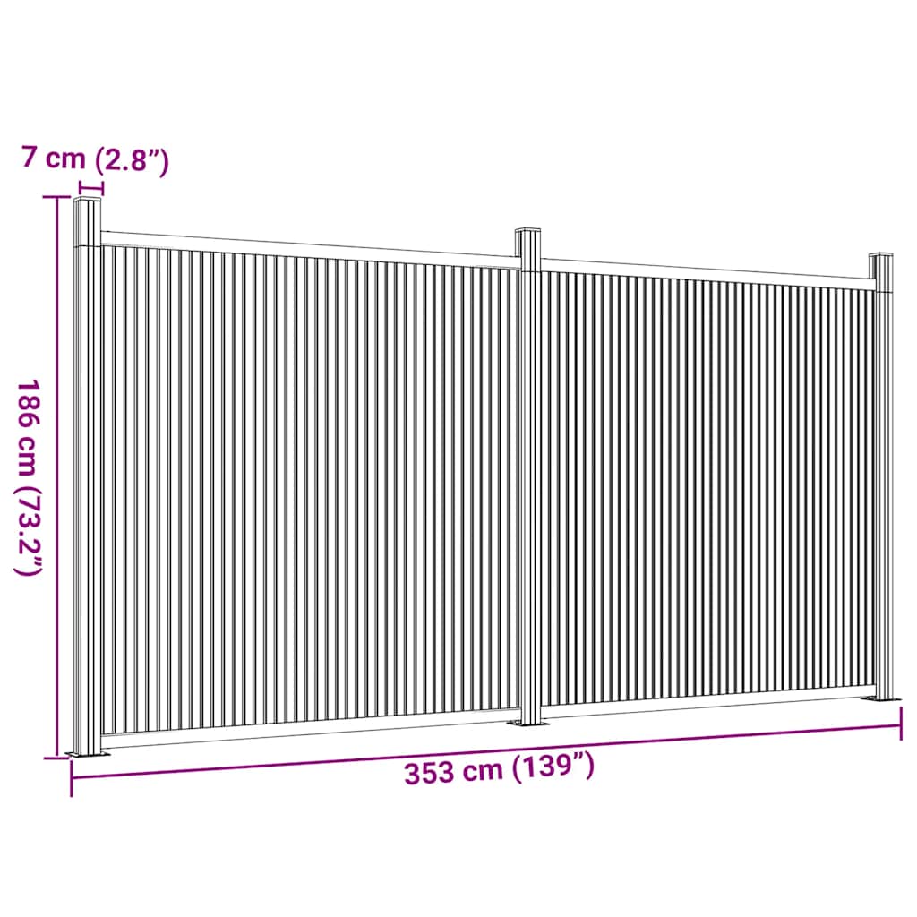 Fence Panel Grey 353x186 cm WPC