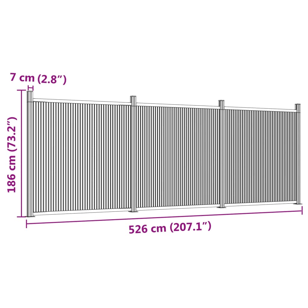 Fence Panel Grey 526x186 cm WPC