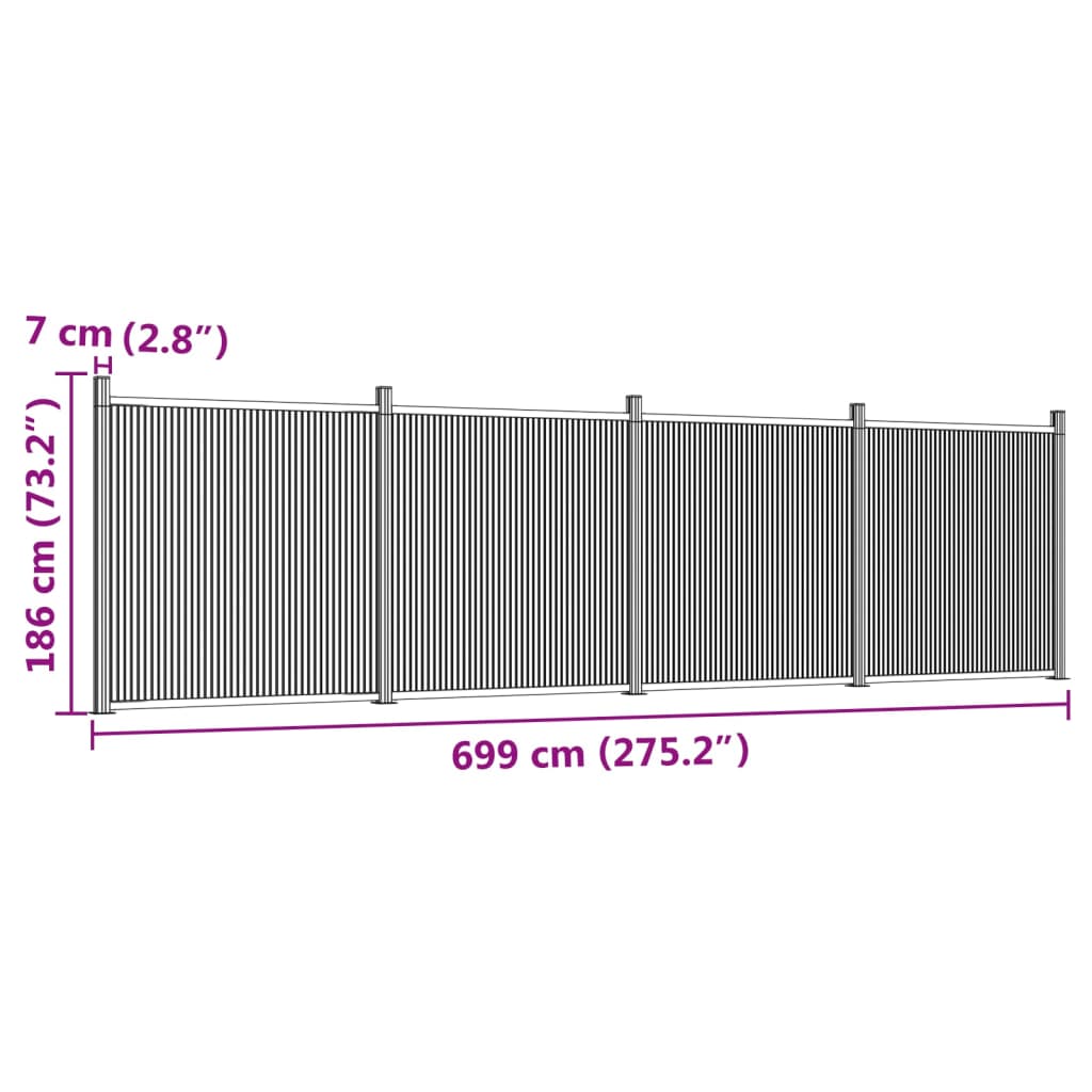 Fence Panel Grey 699x186 cm WPC