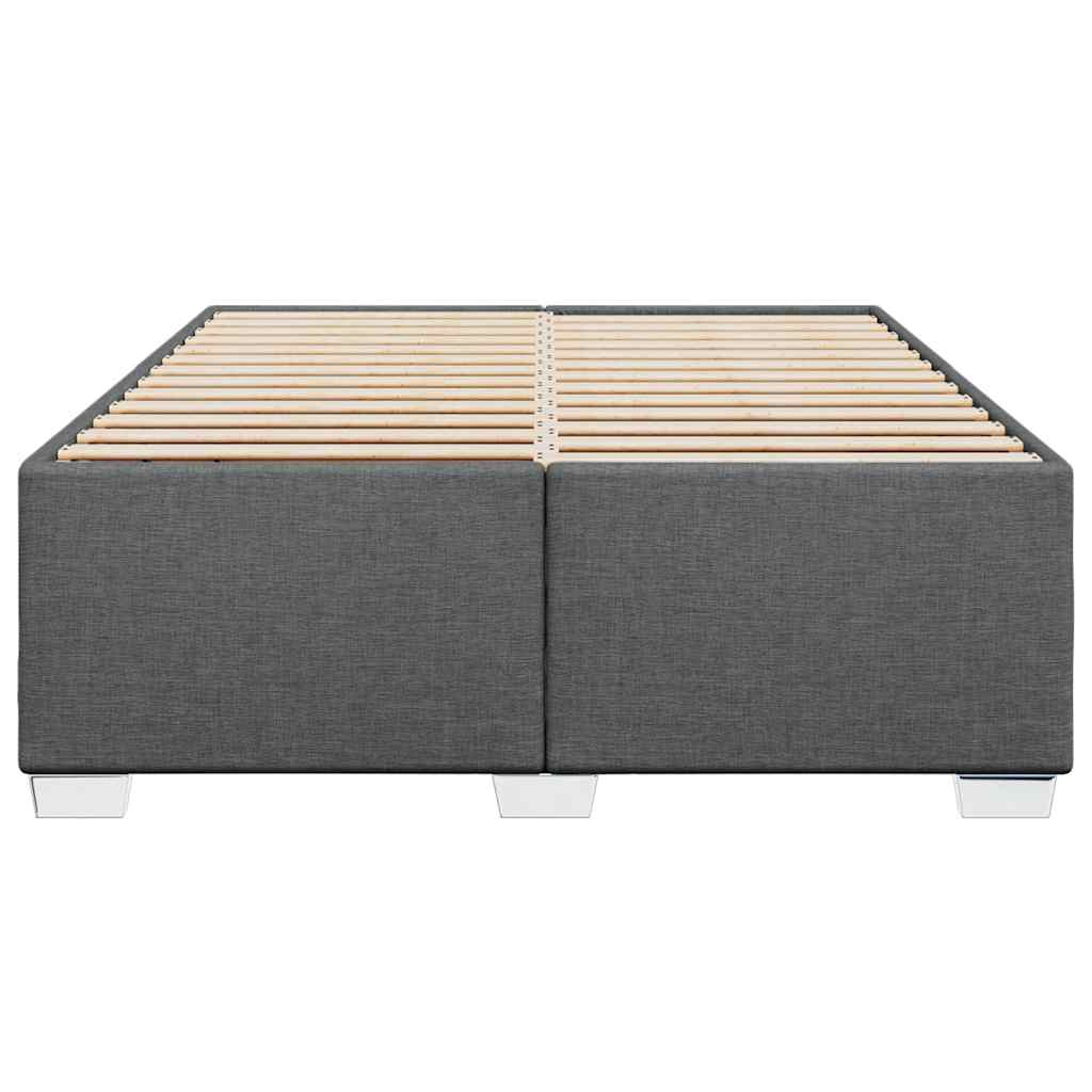 Bed Frame without Mattress Dark Grey Double Fabric