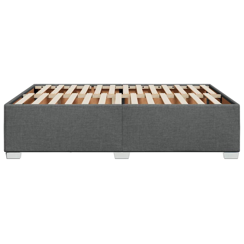 Bed Frame without Mattress Dark Grey Double Fabric