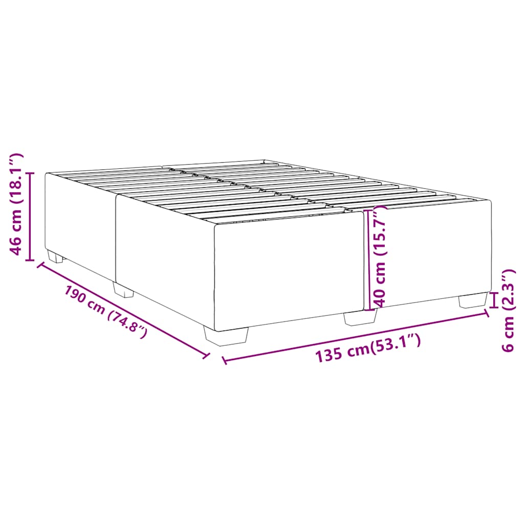 Bed Frame without Mattress Dark Grey Double Fabric