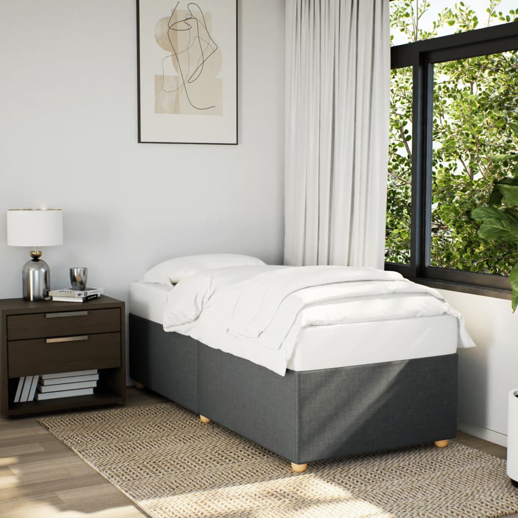 Bed Frame without Mattress Dark Grey 90x190 cm Single Fabric