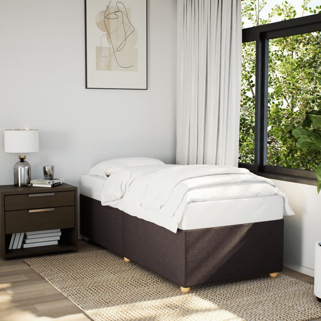 Bed Frame without Mattress Dark Brown 100x200 cm Fabric