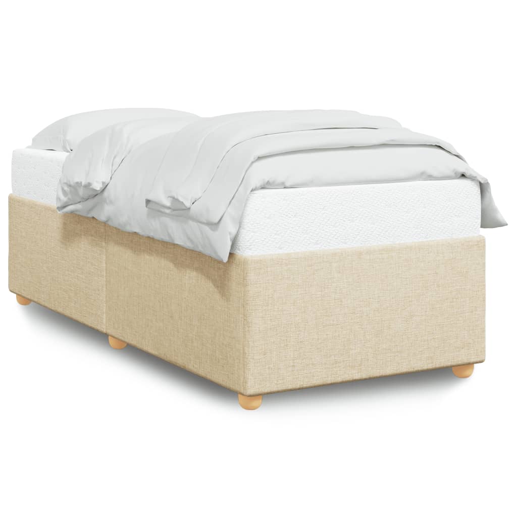 Bed Frame without Mattress Cream 100x200 cm Fabric