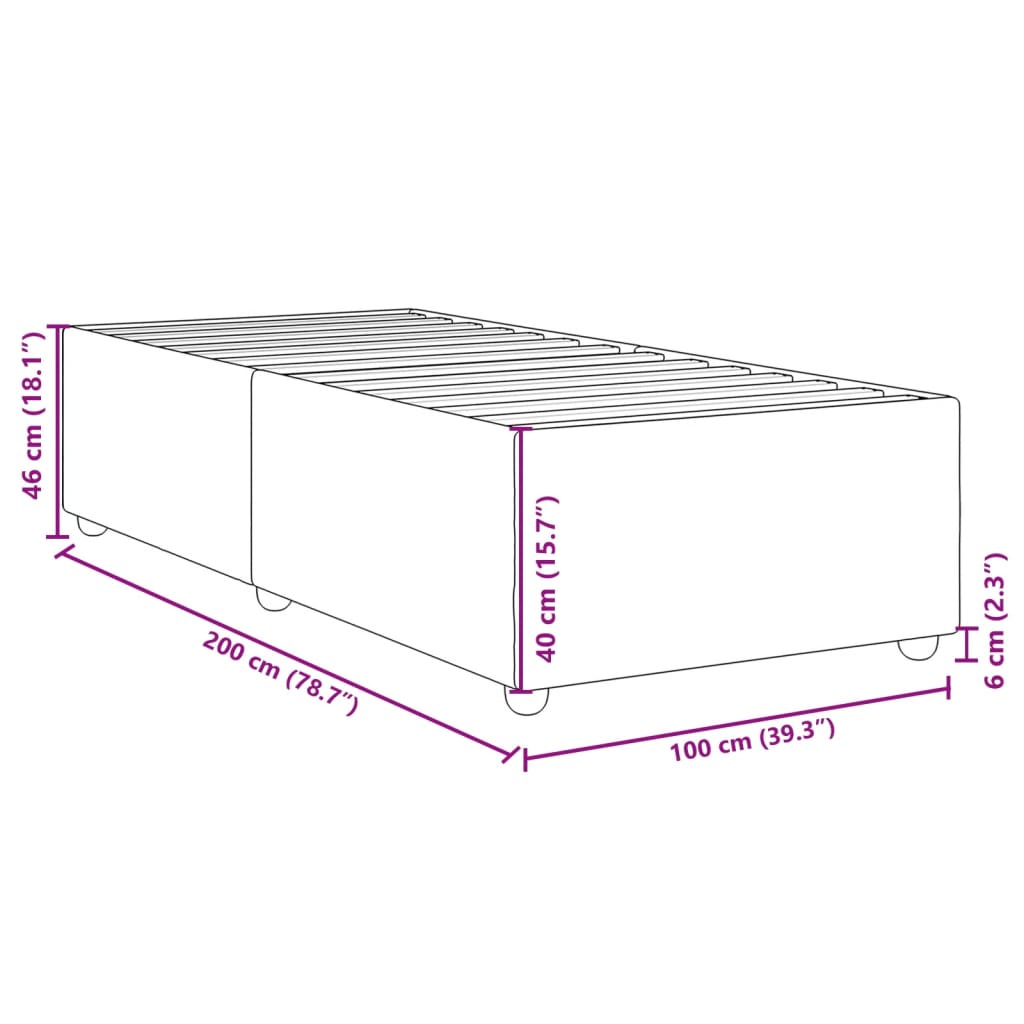 Bed Frame without Mattress Blue 100x200 cm Fabric