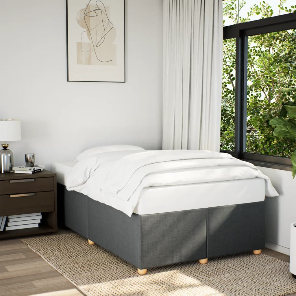 Bed Frame without Mattress Dark Grey 120x190 cm Small Double Fabric