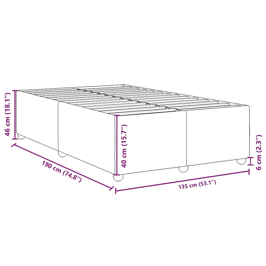Bed Frame without Mattress Dark Grey Double Fabric