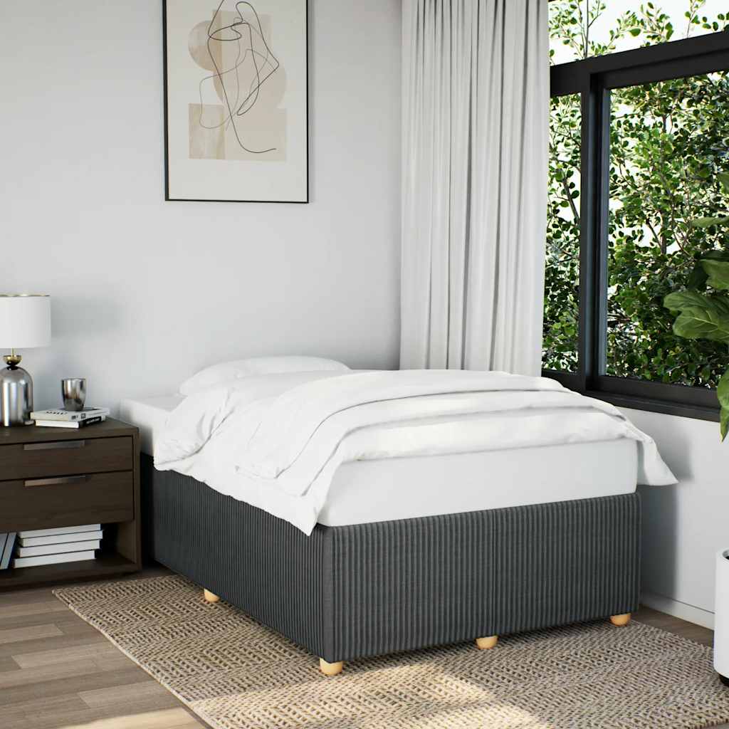 Bed Frame without Mattress Dark Grey Double Fabric