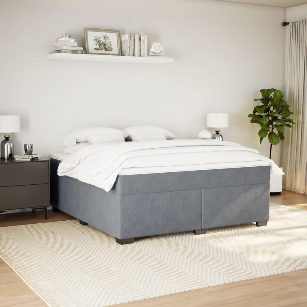 Box Spring Bed with Mattress Dark Grey 180x200 cm Velvet