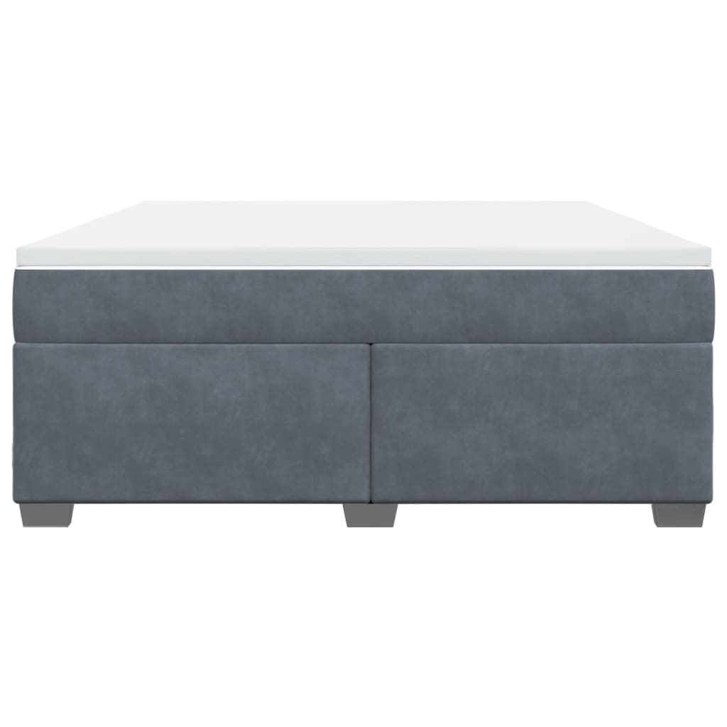 Box Spring Bed with Mattress Dark Grey 180x200 cm Velvet