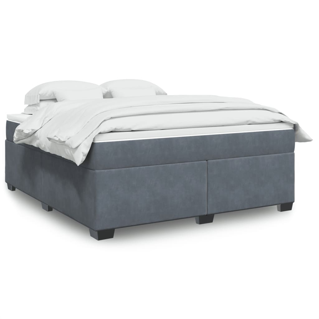 Box Spring Bed with Mattress Dark Grey 180x200 cm Velvet
