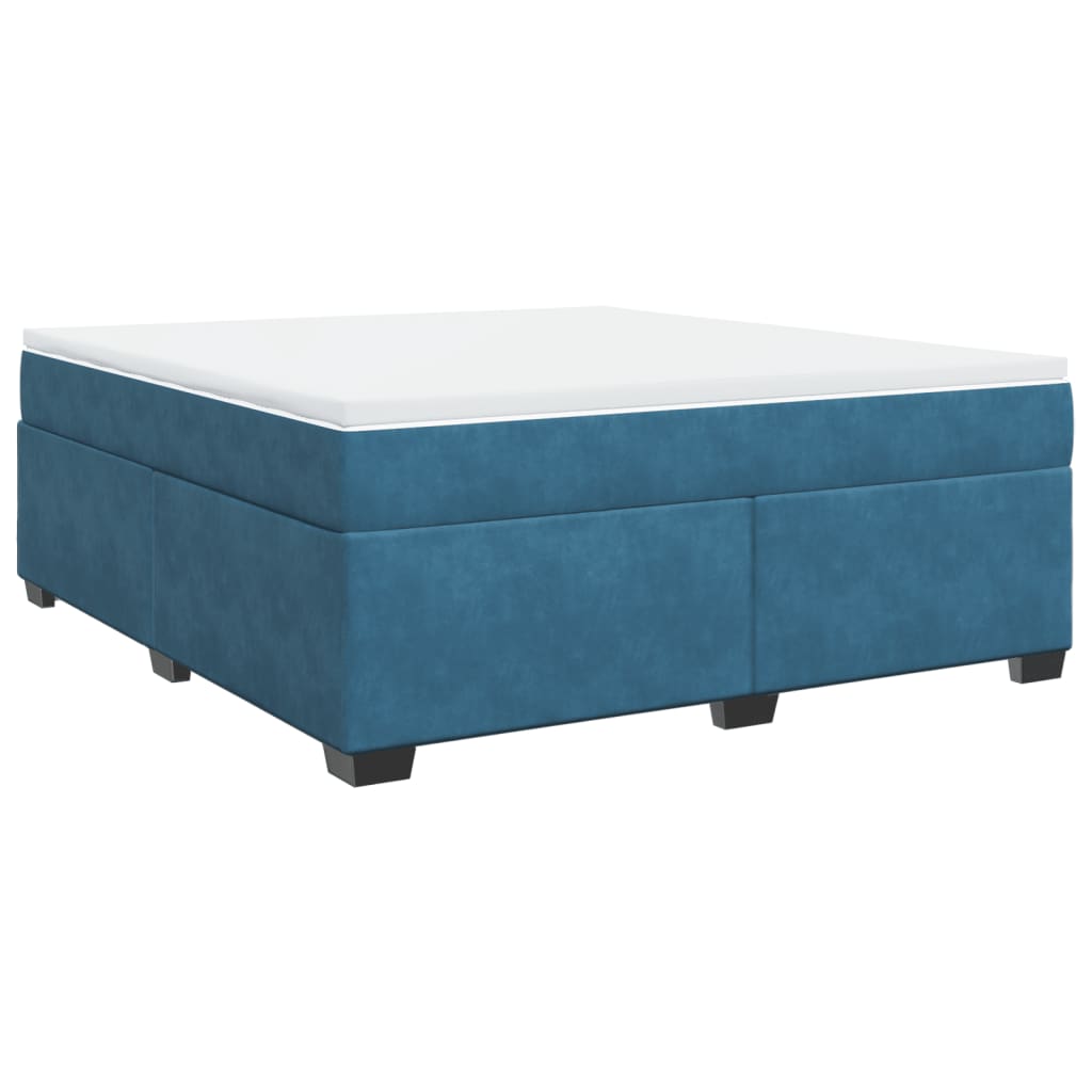 Box Spring Bed with Mattress Dark Blue 180x200 cm Velvet
