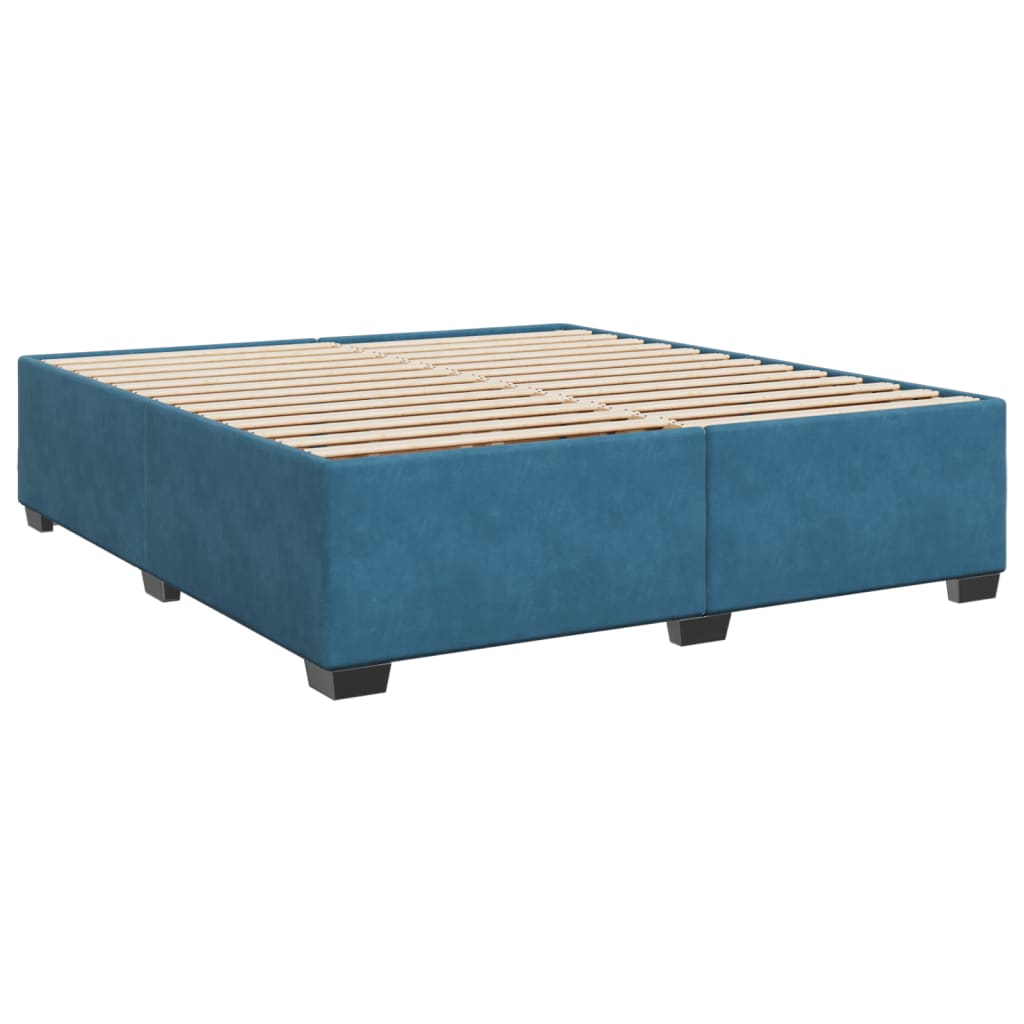 Box Spring Bed with Mattress Dark Blue 180x200 cm Velvet