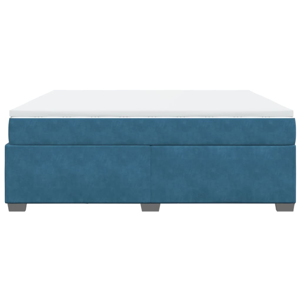 Box Spring Bed with Mattress Dark Blue 180x200 cm Velvet