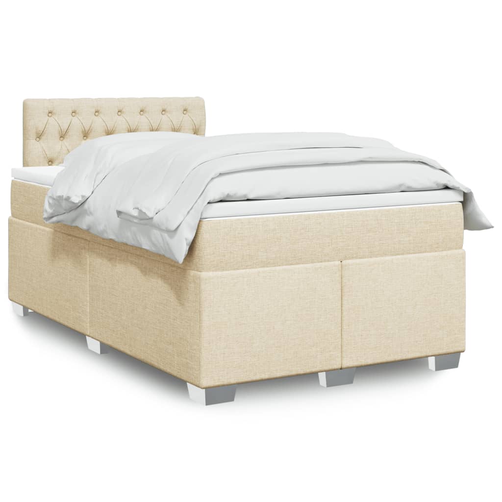 Box Spring Bed with Mattress Cream 120x200 cm Fabric