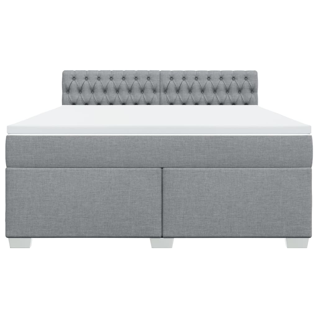 Box Spring Bed with Mattress Light Grey 180x200 cm Fabric