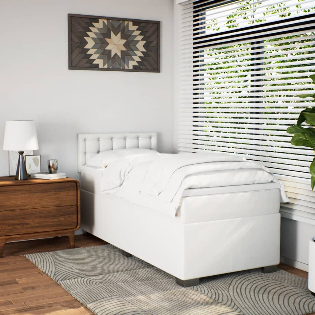 Box Spring Bed with Mattress White 80x200 cm Faux Leather