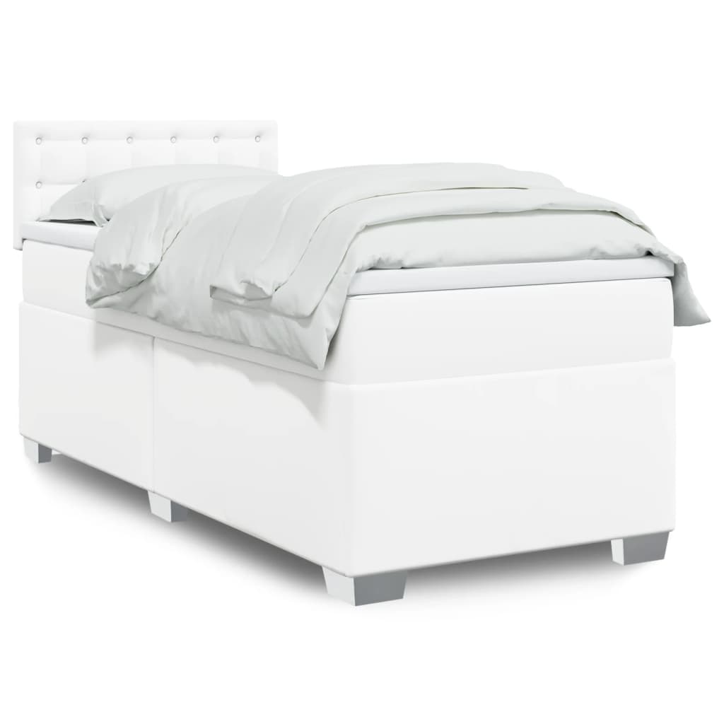 Box Spring Bed with Mattress White 80x200 cm Faux Leather