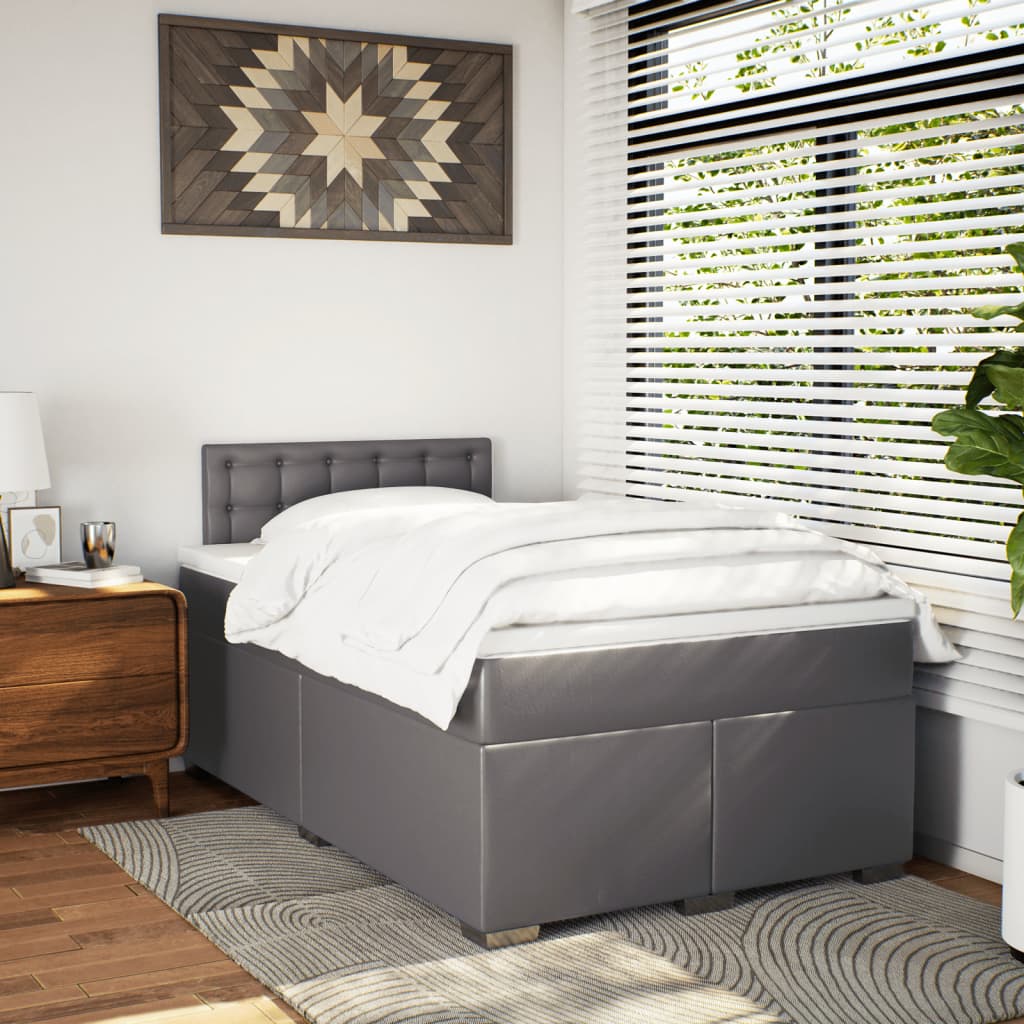 Box Spring Bed with Mattress Grey 120x200 cm Faux Leather