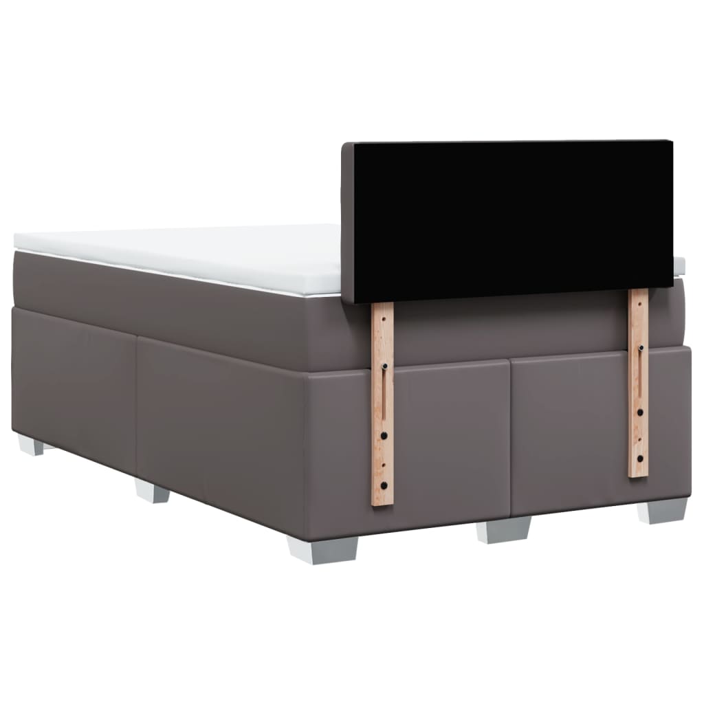 Box Spring Bed with Mattress Grey 120x200 cm Faux Leather
