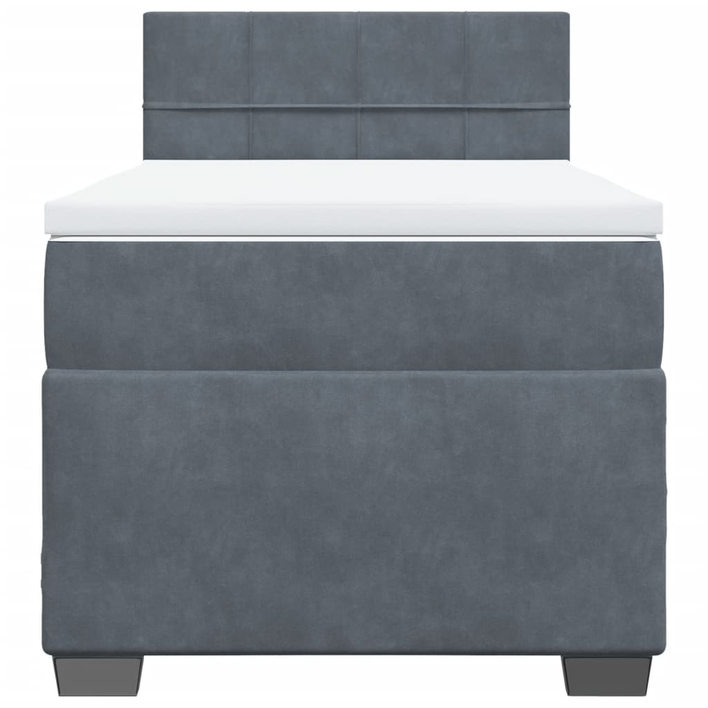 Box Spring Bed with Mattress Dark Grey 100x200 cm Velvet