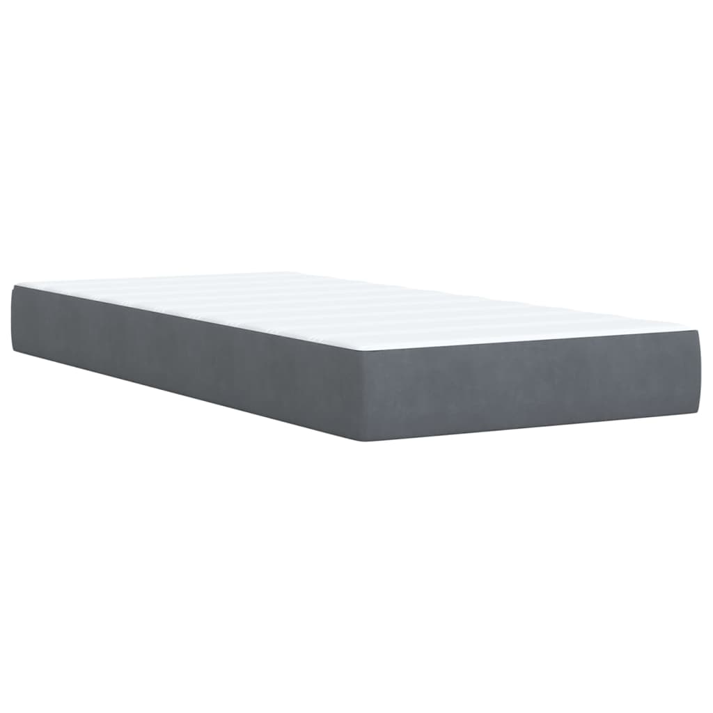 Box Spring Bed with Mattress Dark Grey 100x200 cm Velvet