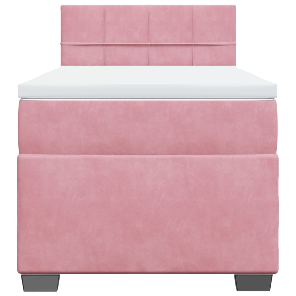 Box Spring Bed with Mattress Pink 100x200 cm Velvet