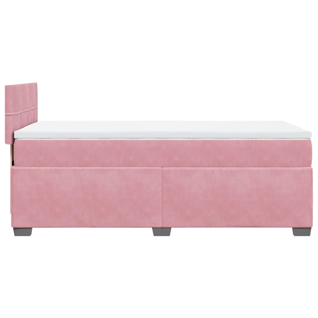 Box Spring Bed with Mattress Pink 100x200 cm Velvet