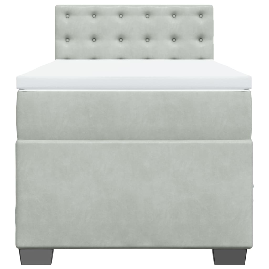 Box Spring Bed with Mattress Light Grey 100x200 cm Velvet