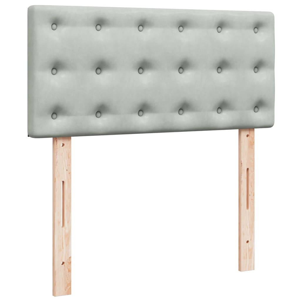 Box Spring Bed with Mattress Light Grey 100x200 cm Velvet