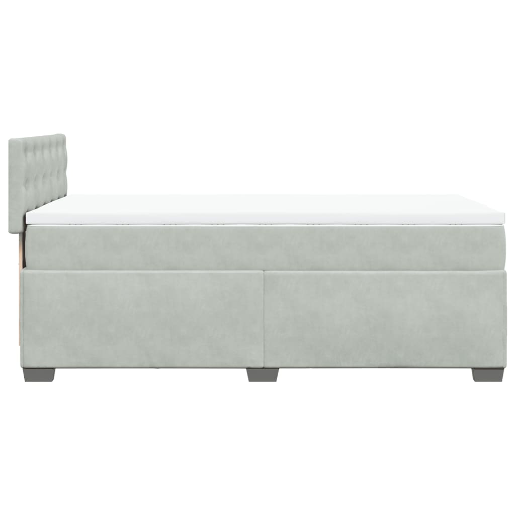 Box Spring Bed with Mattress Light Grey 100x200 cm Velvet