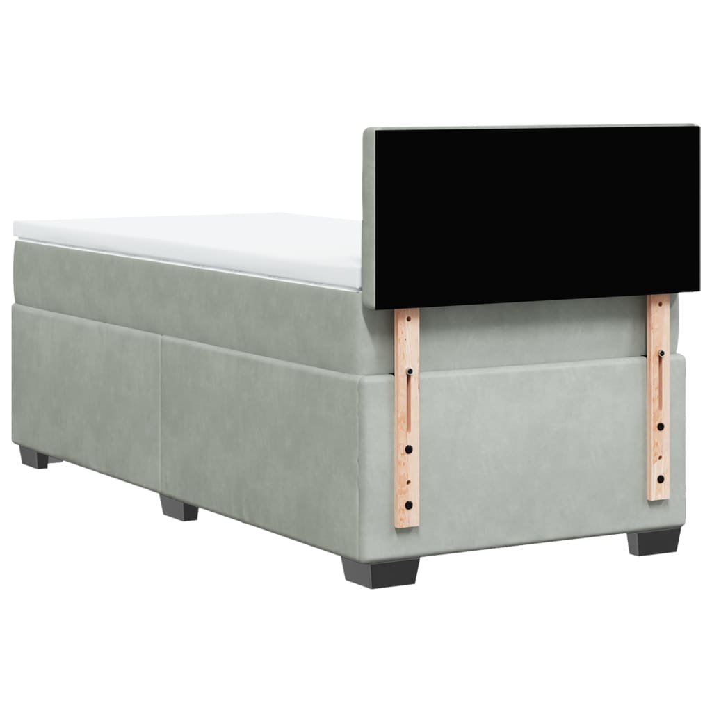 Box Spring Bed with Mattress Light Grey 100x200 cm Velvet