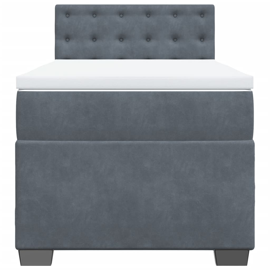 Box Spring Bed with Mattress Dark Grey 100x200 cm Velvet