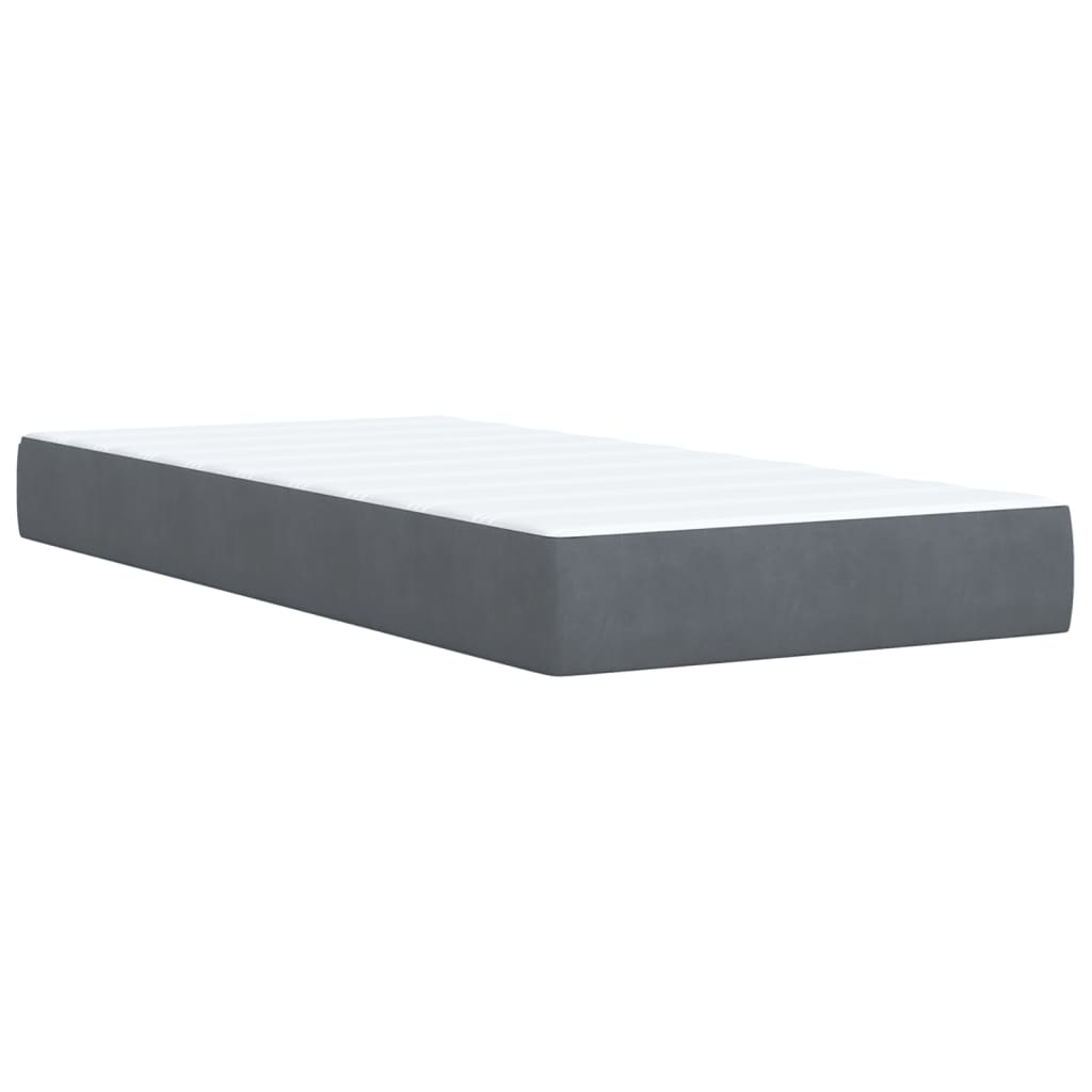 Box Spring Bed with Mattress Dark Grey 100x200 cm Velvet