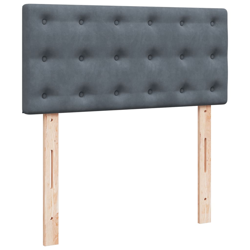 Box Spring Bed with Mattress Dark Grey 100x200 cm Velvet