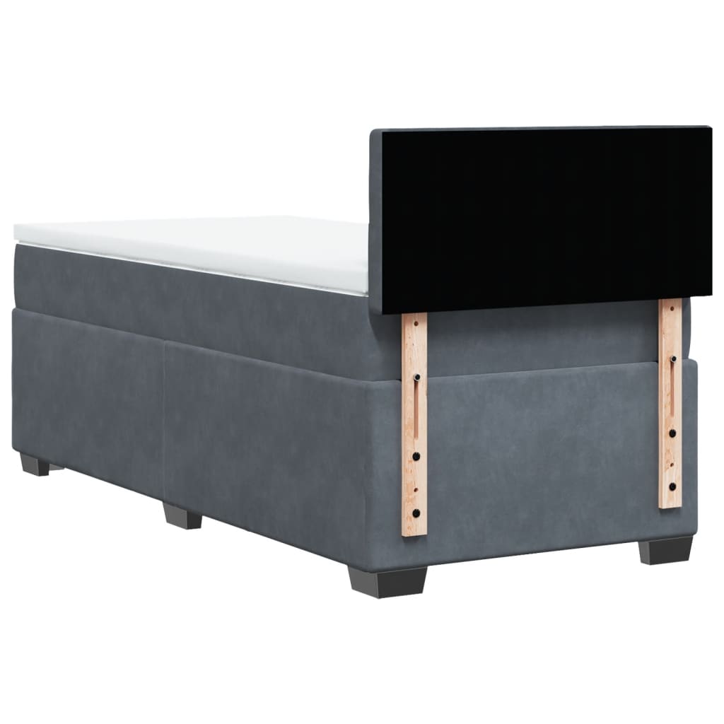 Box Spring Bed with Mattress Dark Grey 100x200 cm Velvet