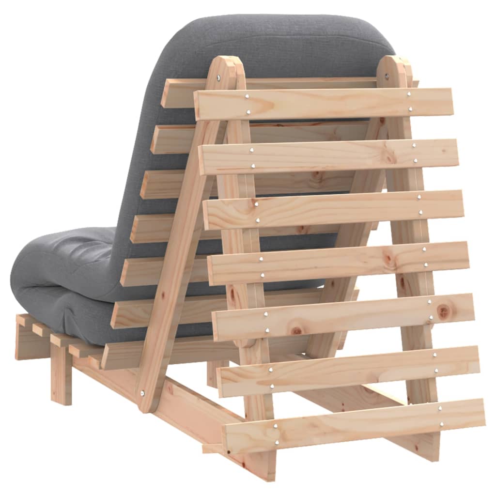 Futon Sofa Bed with Mattress 60x206x11 cm Solid Wood Pine