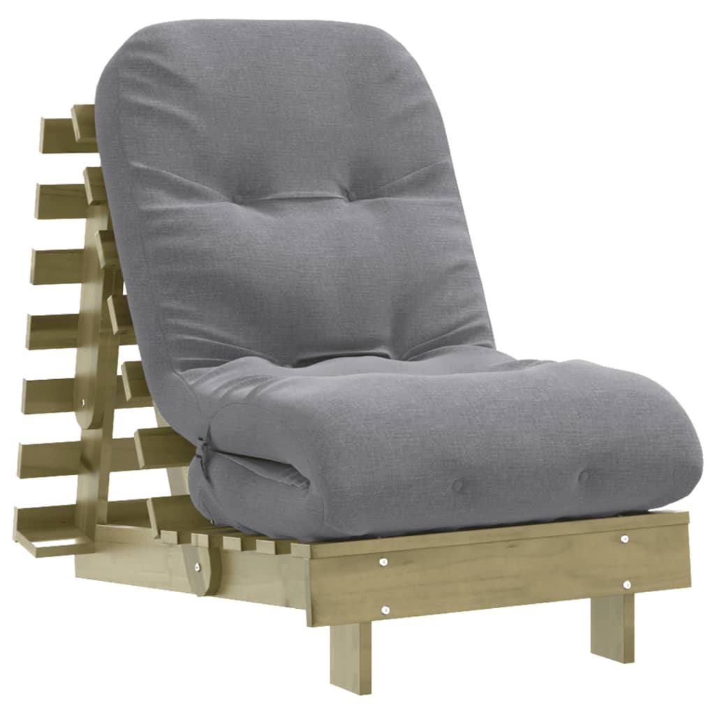 Futon Sofa Bed with Mattress 60x206x11 cm Impregnated Wood Pine