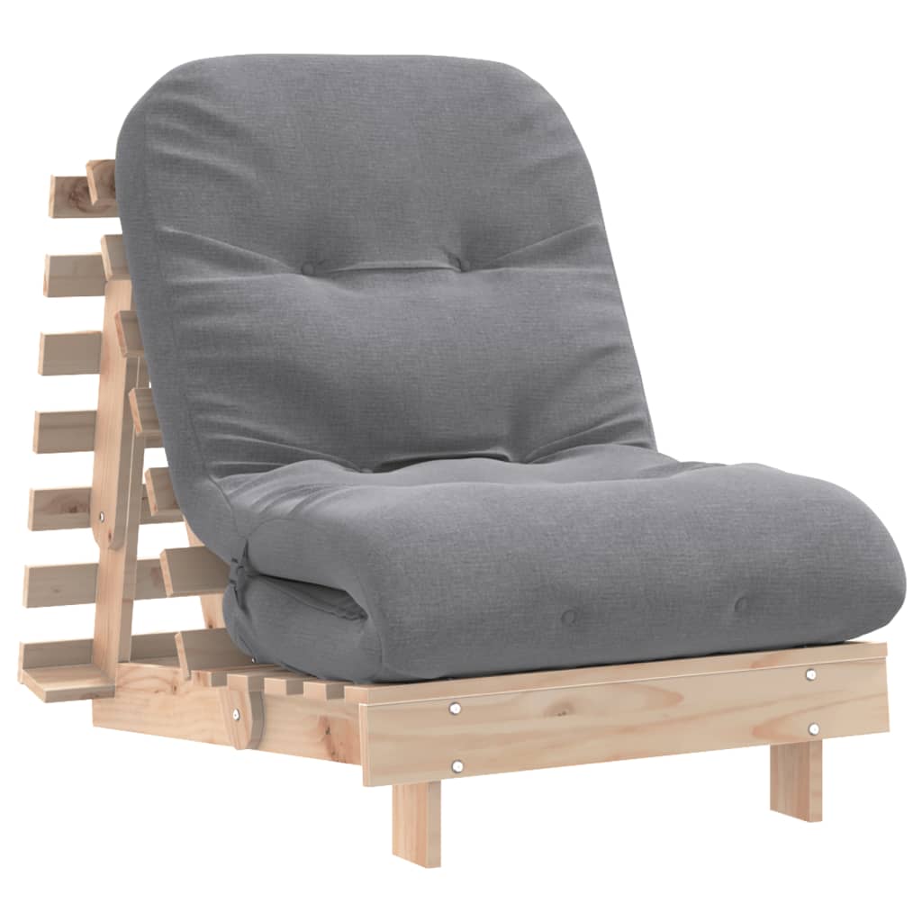 Futon Sofa Bed with Mattress 70x206x11 cm Solid Wood Pine