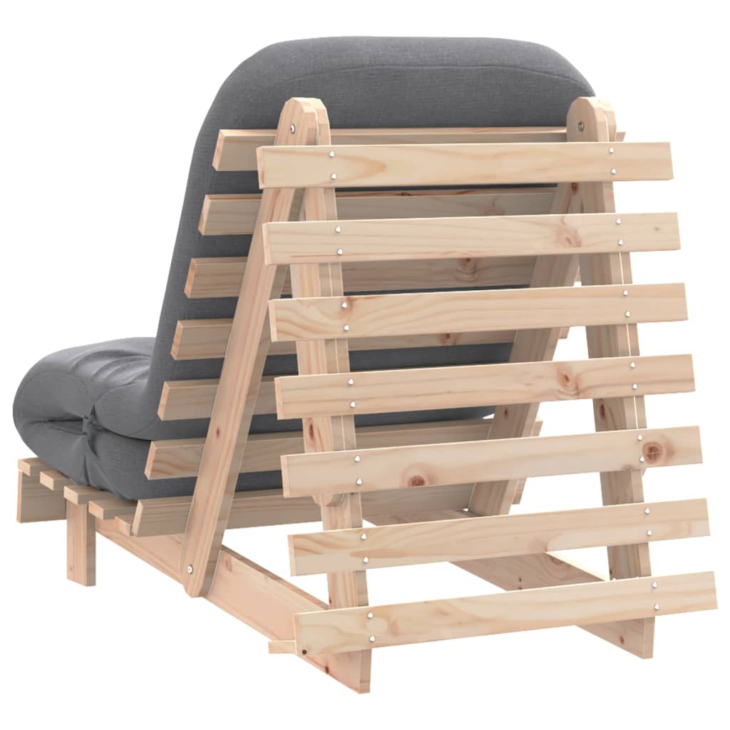 Futon Sofa Bed with Mattress 70x206x11 cm Solid Wood Pine