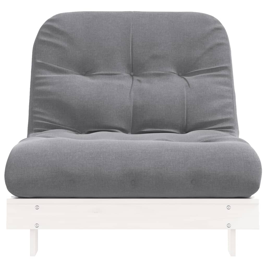 Futon Sofa Bed with Mattress White 80x206x11 cm Solid Wood Pine