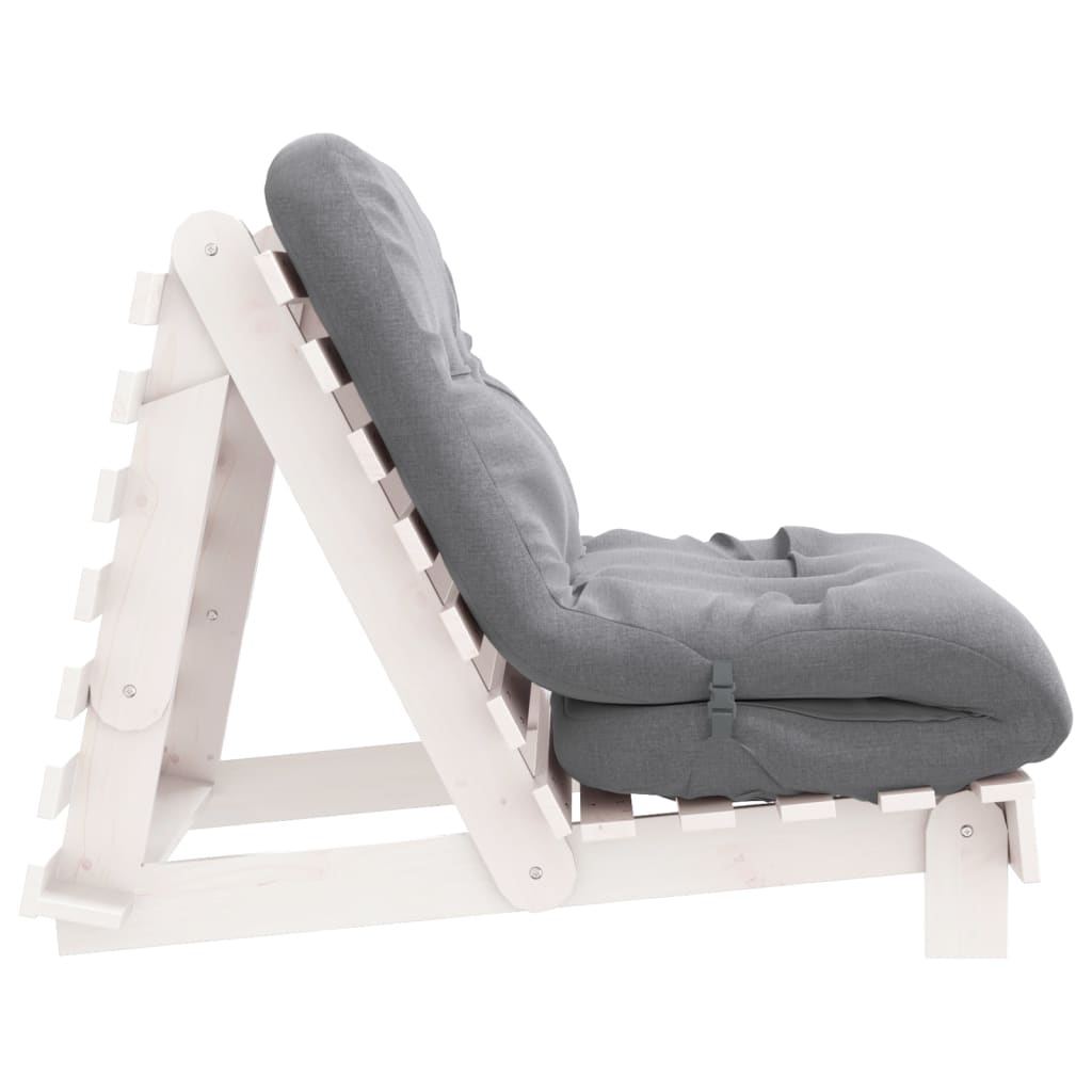 Futon Sofa Bed with Mattress White 80x206x11 cm Solid Wood Pine