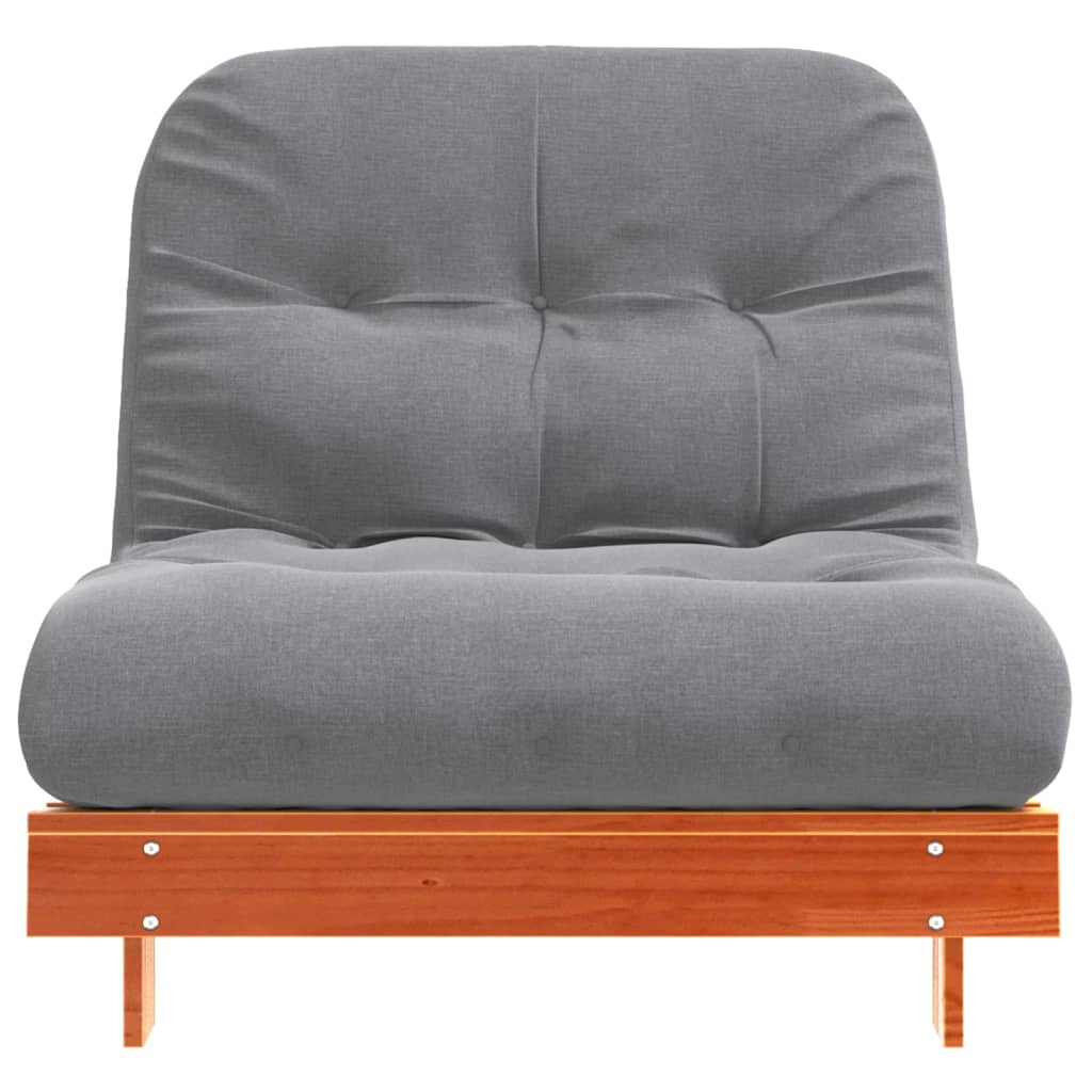 Futon Sofa Bed with Mattress Wax Brown 80x206x11 cm Solid Wood Pine