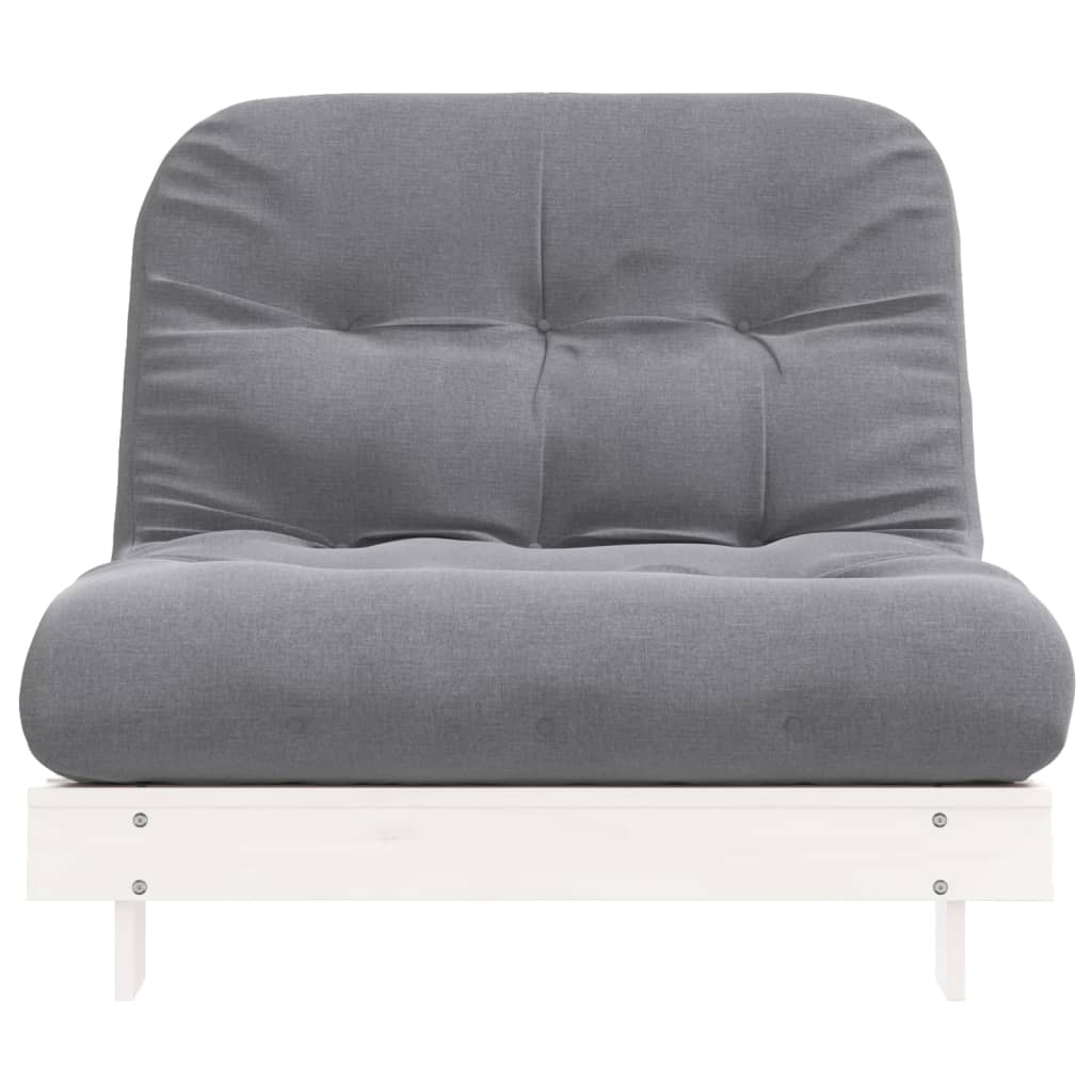 Futon Sofa Bed with Mattress White 100x206x11 cm Solid Wood Pine