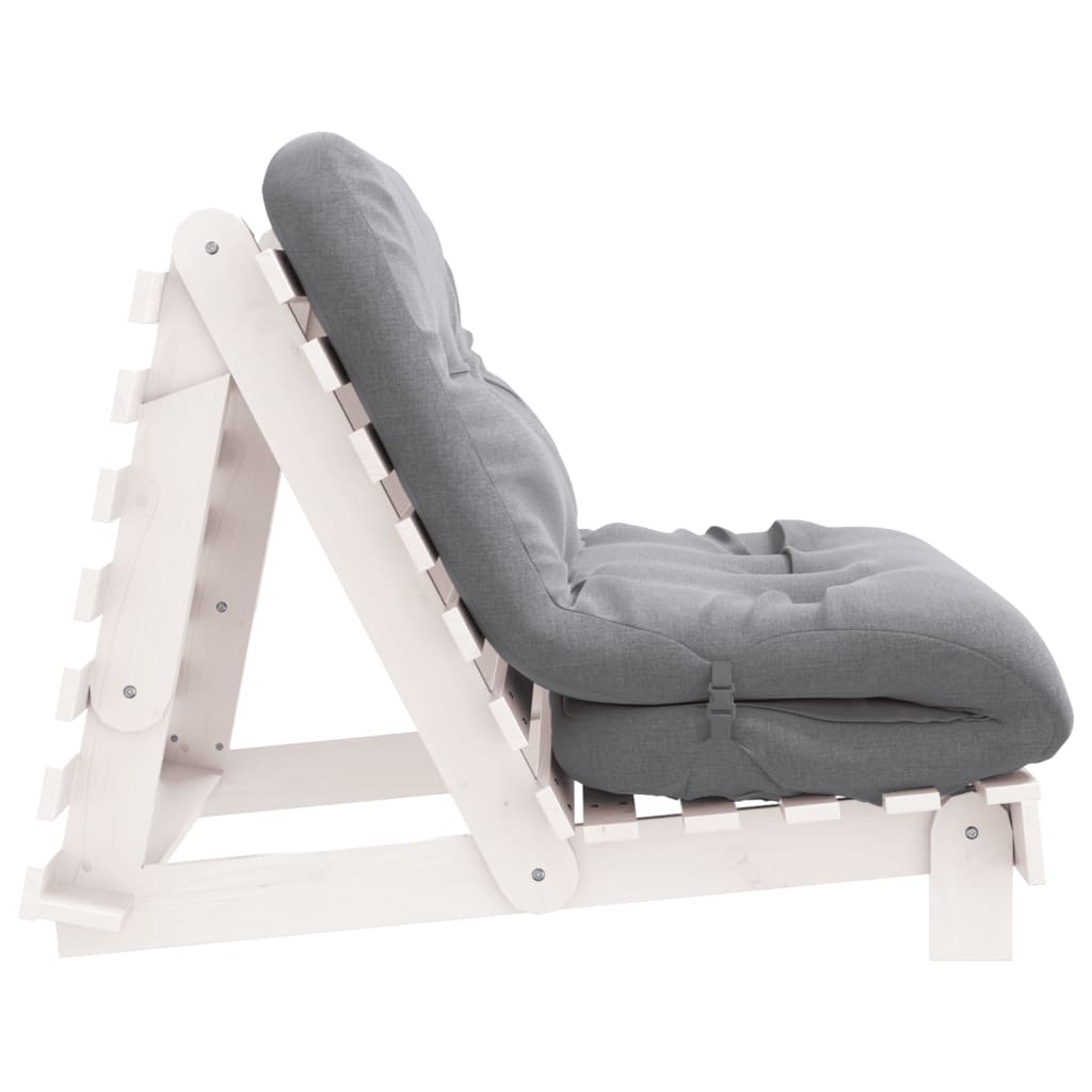 Futon Sofa Bed with Mattress White 100x206x11 cm Solid Wood Pine